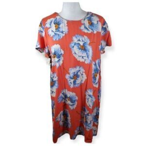 FOREVER 21 ORANGE & BLUE FLORAL DRESS SZ.M EUC.